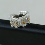 S925 Silver Little Daisy Open Set Ring - Gembea Jewelry
