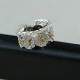 S925 Silver Little Daisy Open Set Ring - Gembea Jewelry