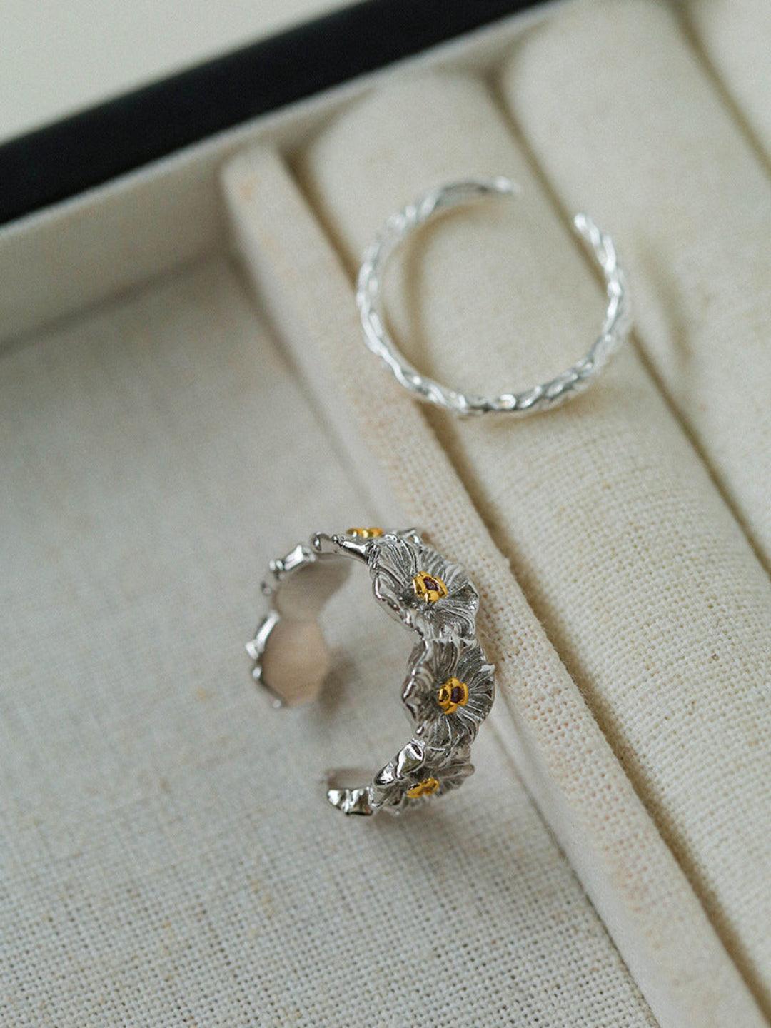 S925 Silver Little Daisy Open Set Ring - Gembea Jewelry