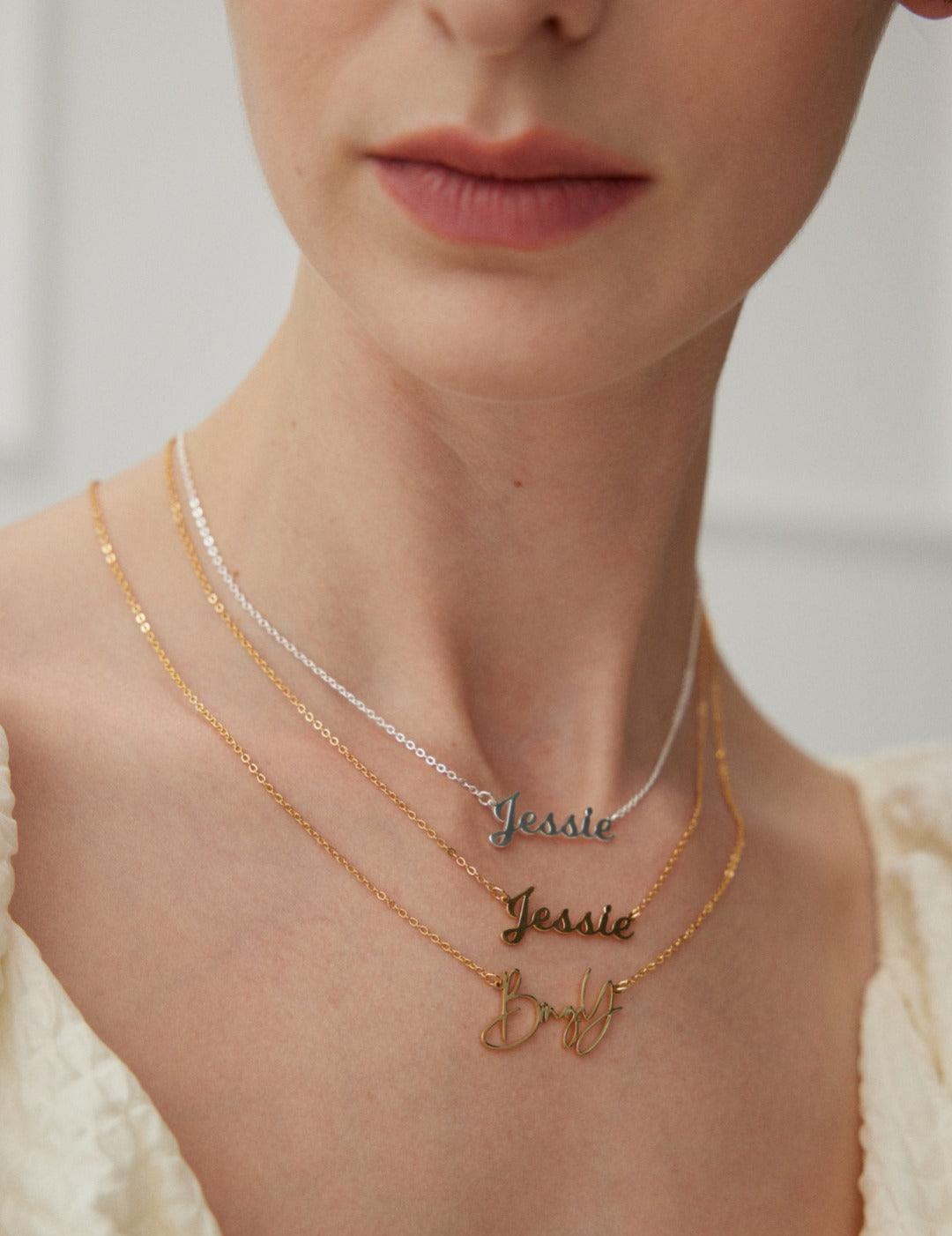 18K Gold S925 Sterling Silver Custom Name Necklaces - Gembea Jewelry