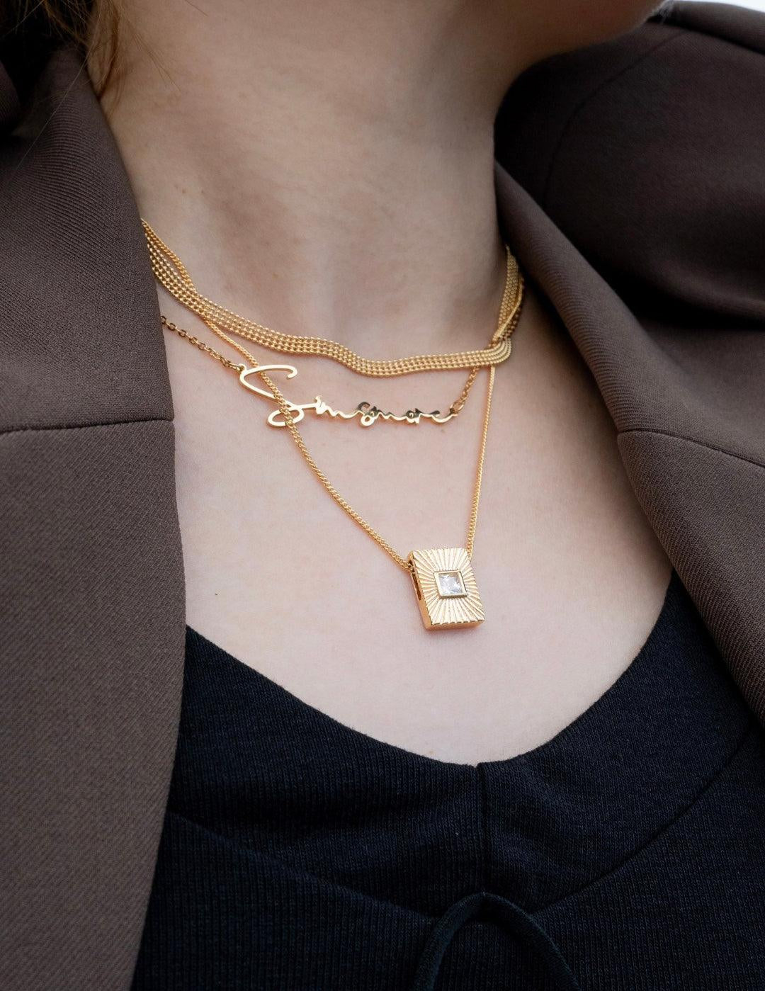 18K Gold S925 Sterling Silver Custom Name Necklaces - Gembea Jewelry
