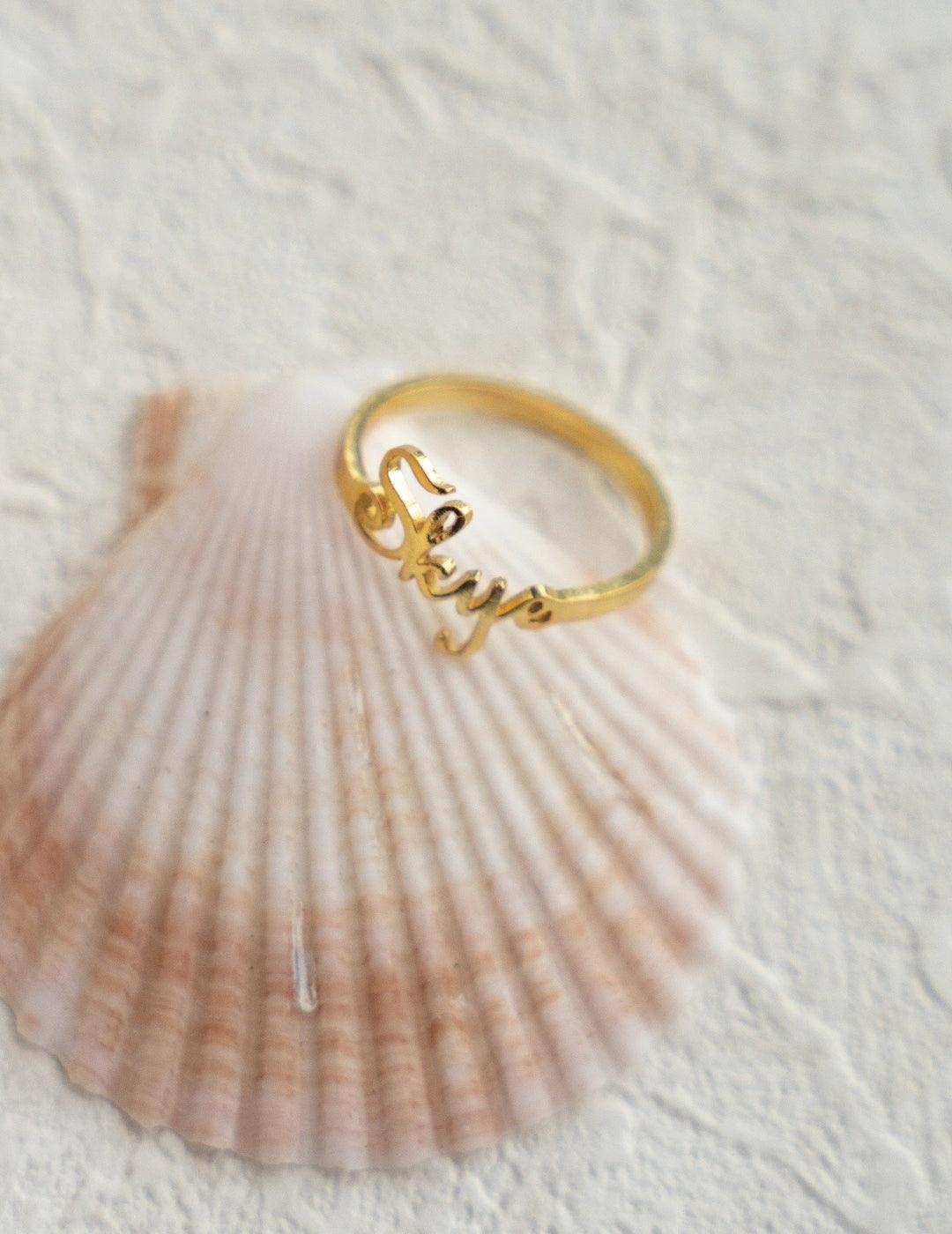 18K Gold S925 Sterling Silver Custom Name Rings - Gembea Jewelry