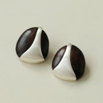 Sandalwood and Metal Brushed Stud Earrings - Gembea Jewelry