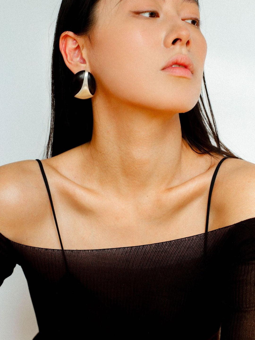 Sandalwood and Metal Brushed Stud Earrings - Gembea Jewelry