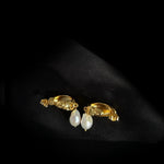 Sanded Texture Metal Irregular Pearl Drop Earrings GEMBEA JEWELRY