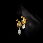 Sanded Texture Metal Irregular Pearl Drop Earrings GEMBEA JEWELRY