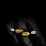 Sanded Texture Metal Irregular Pearl Drop Earrings GEMBEA JEWELRY