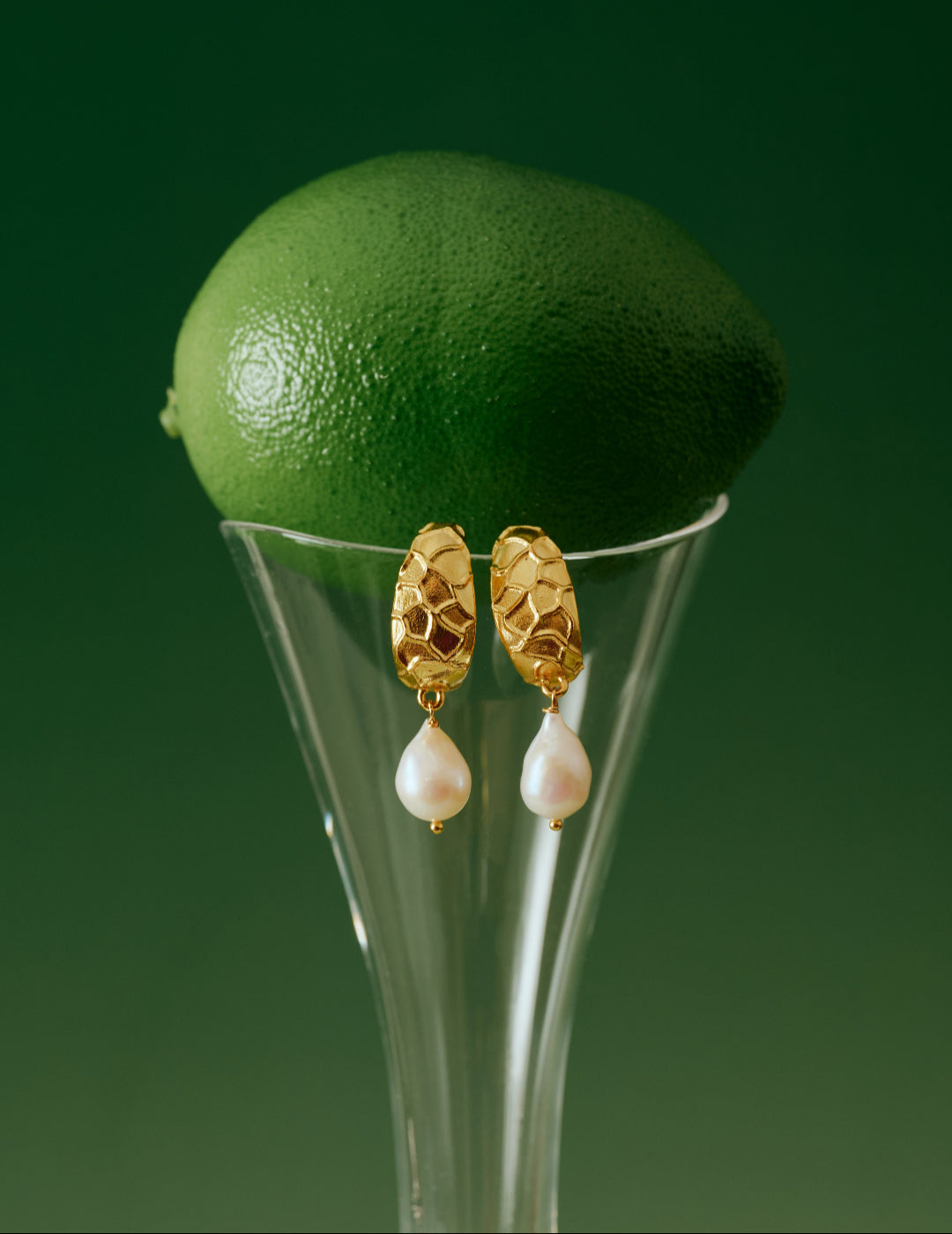 Sanded Texture Metal Irregular Pearl Drop Earrings gembea jewelry