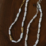 Sculpted Strand Baroque Pearl Necklace-Silver gembea jewelry