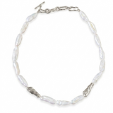 Sculpted Strand Baroque Pearl Necklace-Silver gembea jewelry