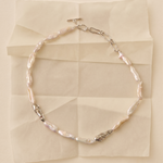 Sculpted Strand Baroque Pearl Necklace-Silver gembea jewelry