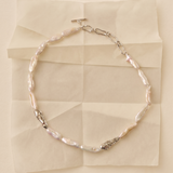 Sculpted Strand Baroque Pearl Necklace-Silver gembea jewelry