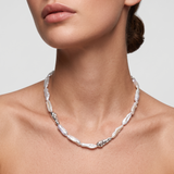 Sculpted Strand Baroque Pearl Necklace-Silver gembea jewelry