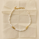 Sculpted Strand Baroque Pearl Necklace-Gold gembea jewelry