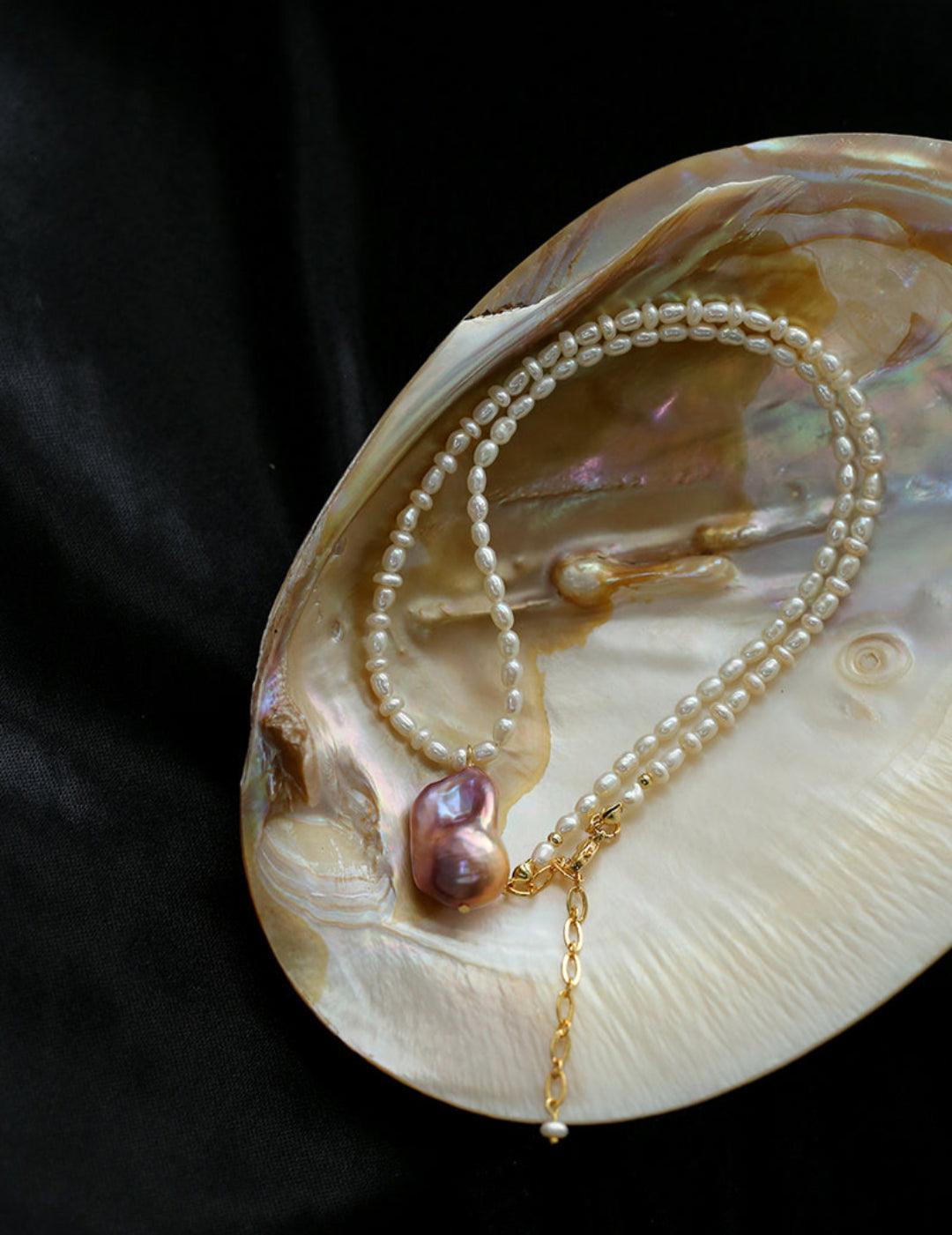 Sea's Embrace Series Baroque Pearl Pendant Necklace - Gembea Jewelry