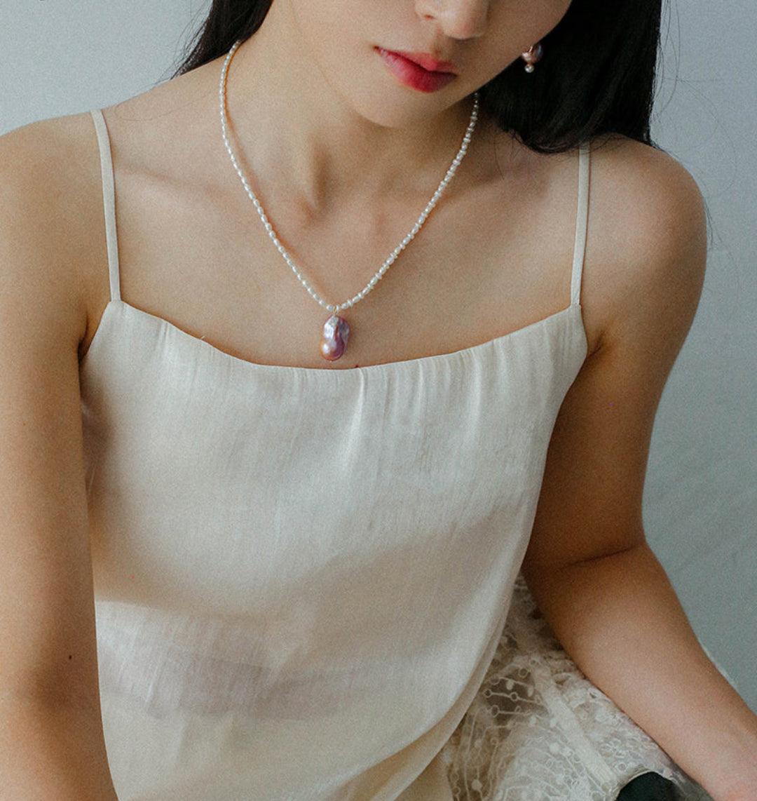 Sea's Embrace Series Baroque Pearl Pendant Necklace - Gembea Jewelry