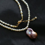 Sea's Embrace Series Baroque Pearl Pendant Necklace - Gembea Jewelry