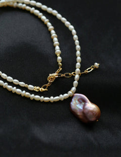 Sea's Embrace Series Baroque Pearl Pendant Necklace - Gembea Jewelry