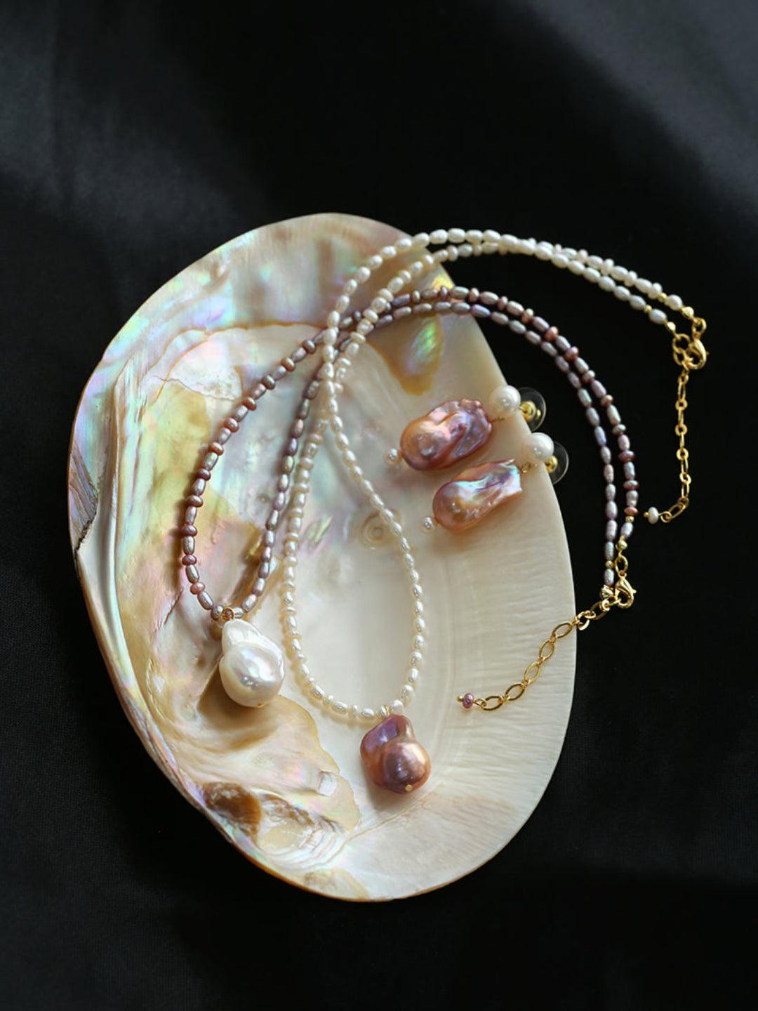Sea's Embrace Series Baroque Pearl Pendant Necklace - Gembea Jewelry
