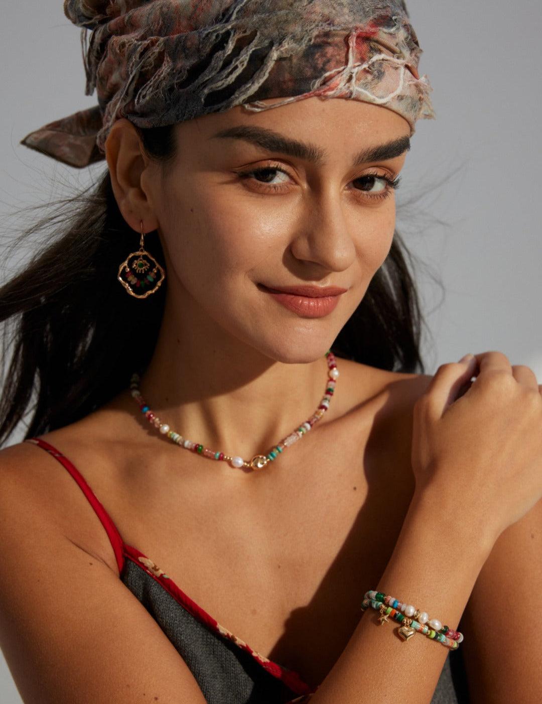 Sea's Embrace Series Colored Stone Beaded Necklace - Gembea Jewelry