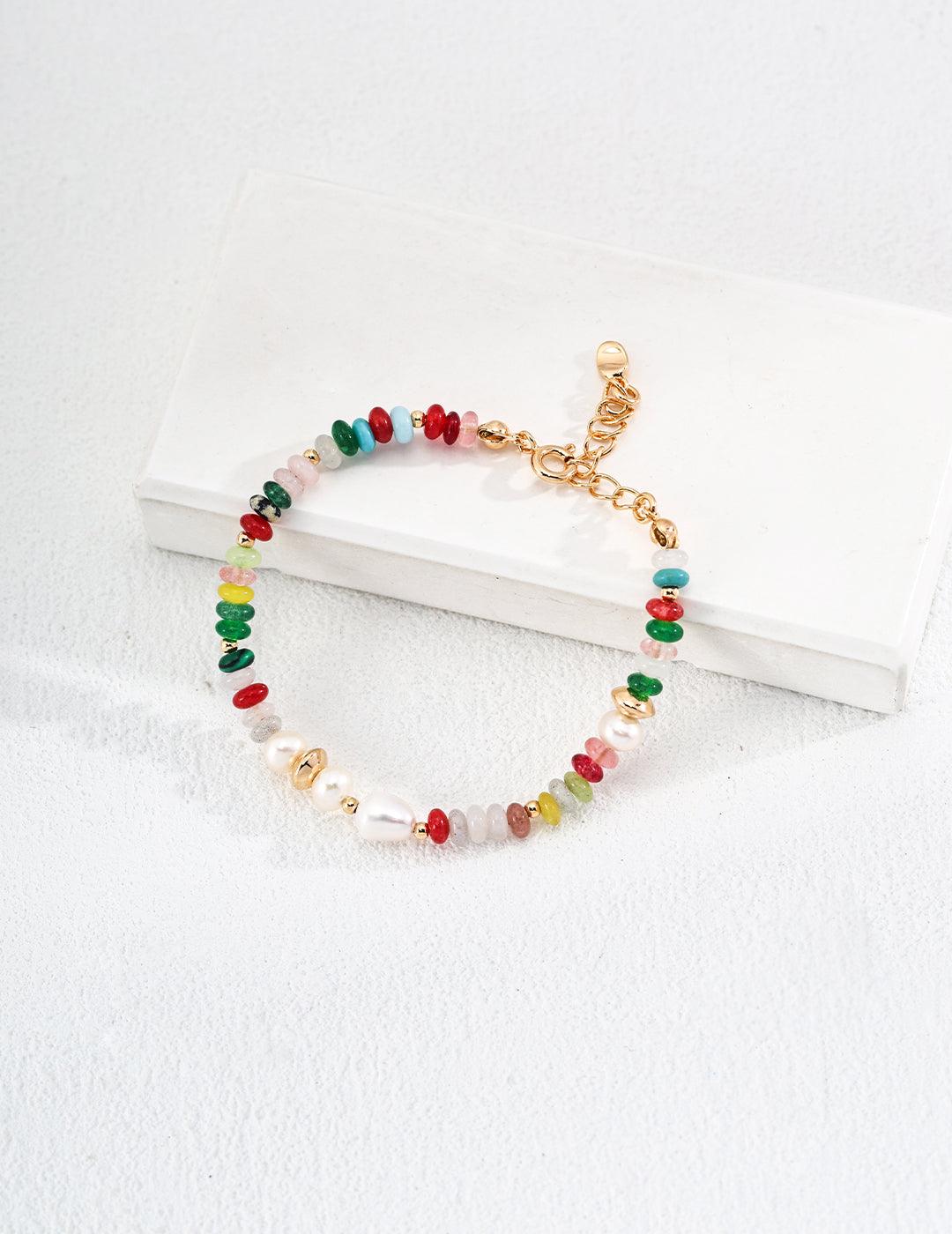 Sea's Embrace Series Colored Stone Pearl Bracelet - Gembea Jewelry