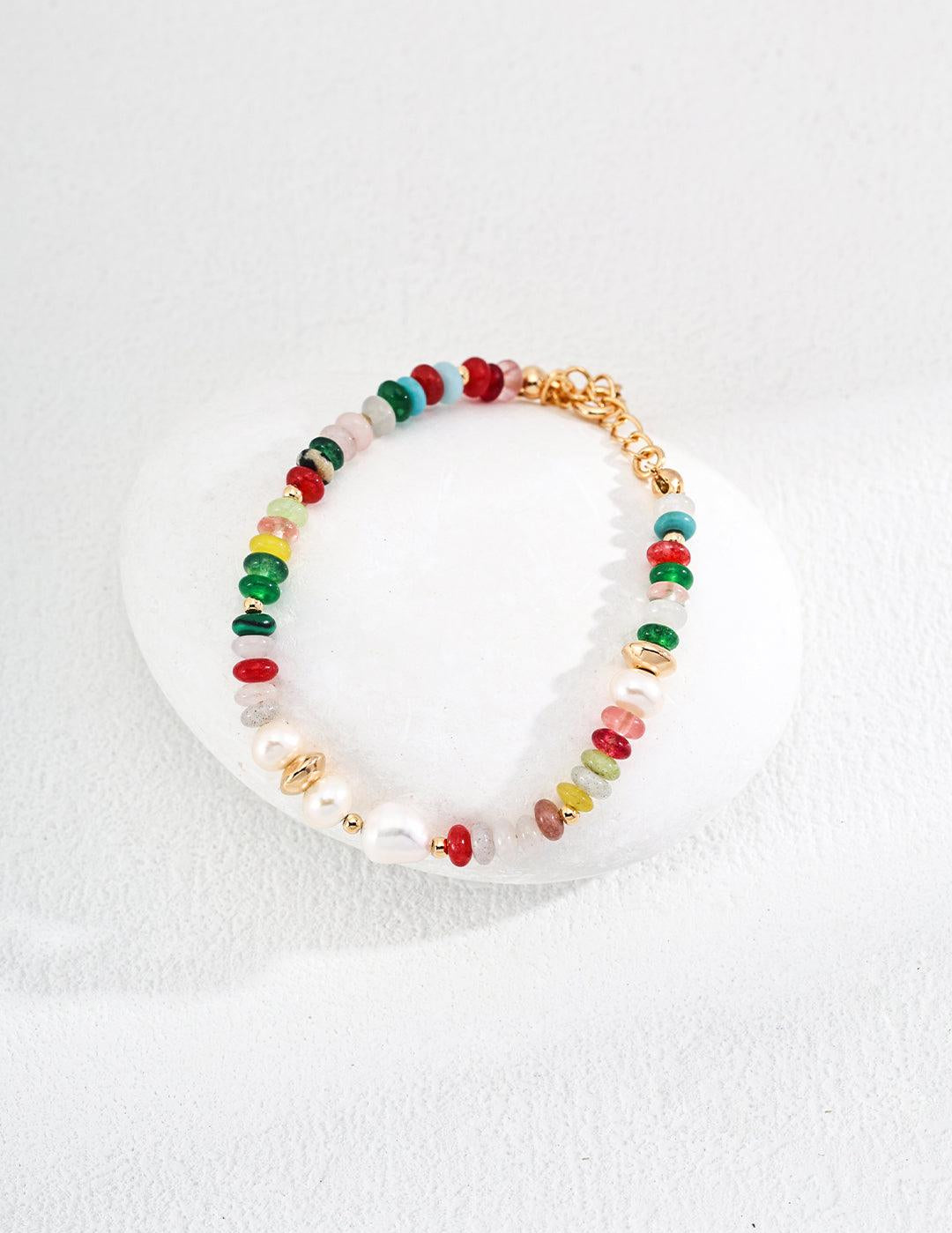 Sea's Embrace Series Colored Stone Pearl Bracelet - Gembea Jewelry
