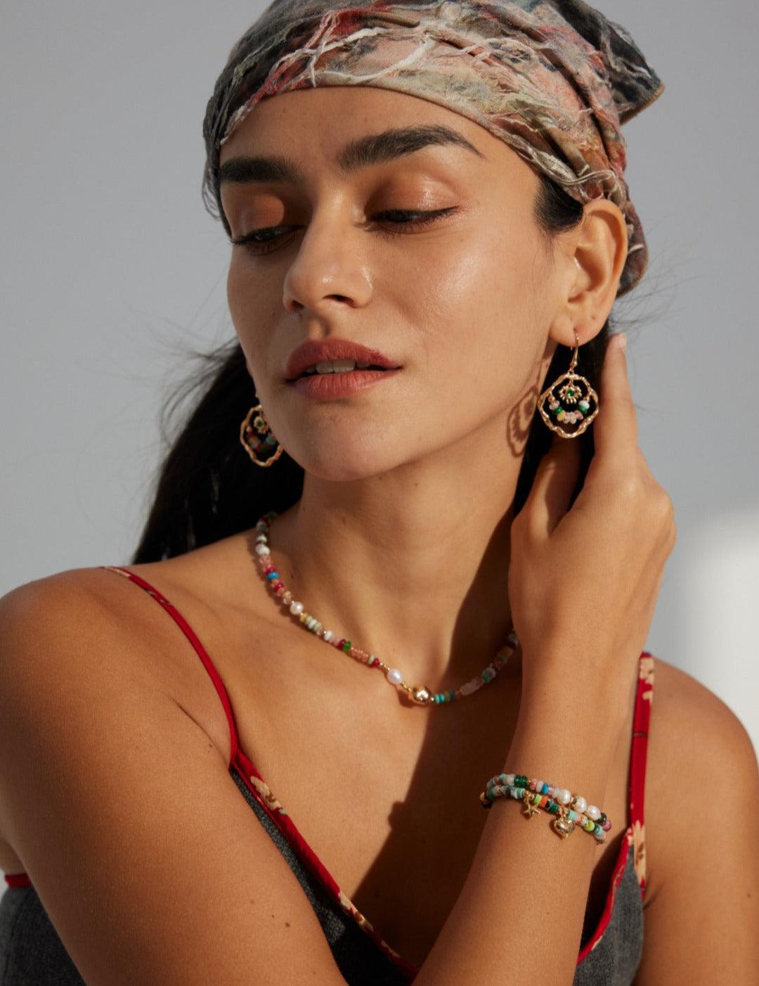 Sea's Embrace Series Colored Stone Pearl Bracelet - Gembea Jewelry