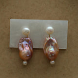Sea's Embrace Series Colorful Baroque Pearl Earrings - Gembea Jewelry