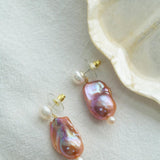 Sea's Embrace Series Colorful Baroque Pearl Earrings - Gembea Jewelry