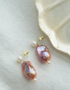 Sea's Embrace Series Colorful Baroque Pearl Earrings - Gembea Jewelry