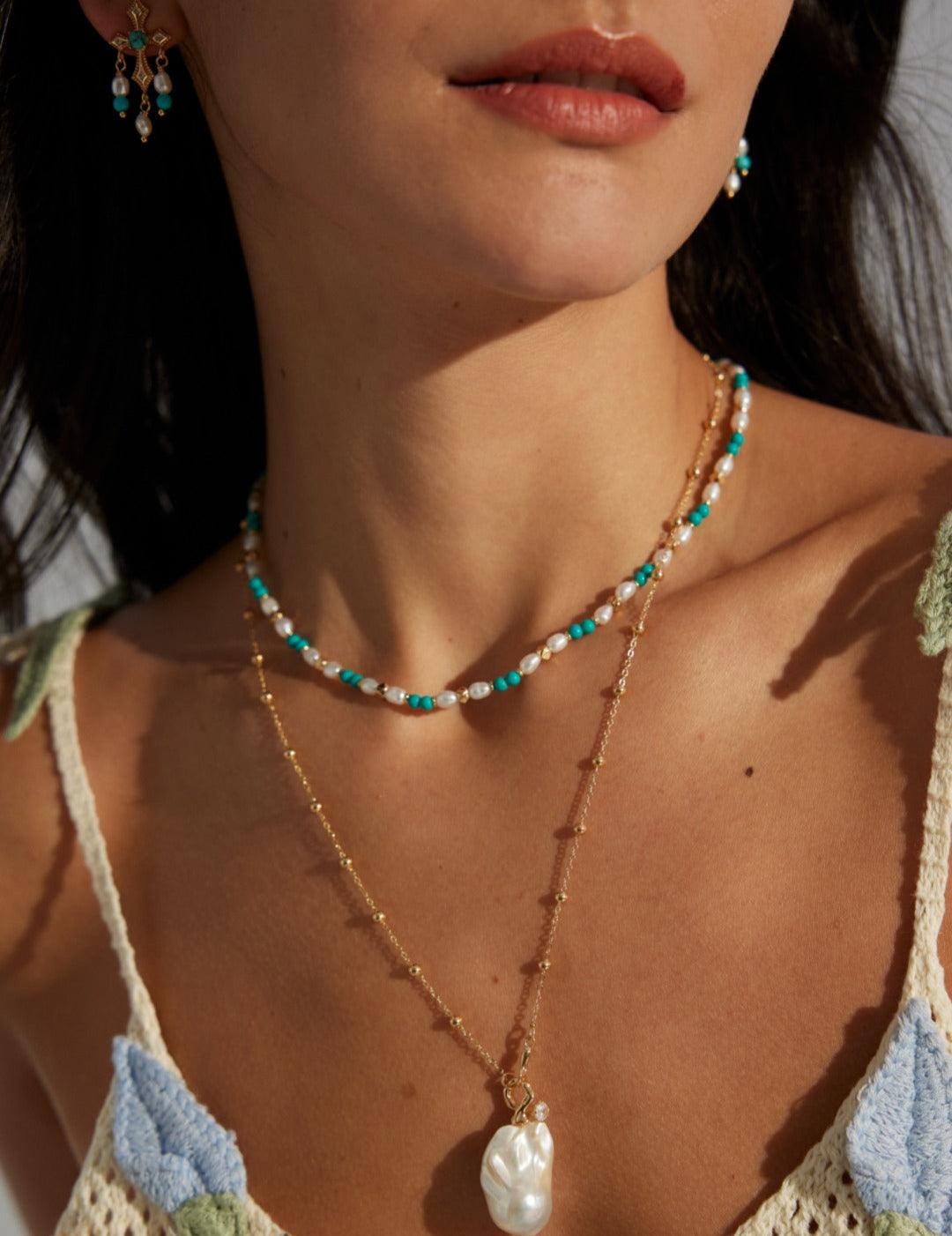 Sea's Embrace Series Turquoise Stone Necklace - Gembea Jewelry