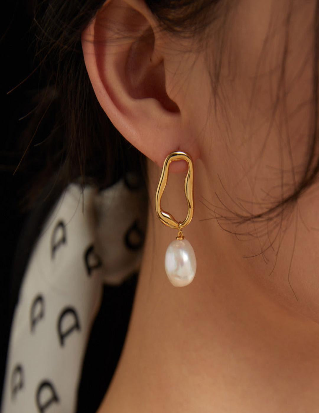 Shaped Baroque Pearl Drop Earrings - Gembea Jewelry