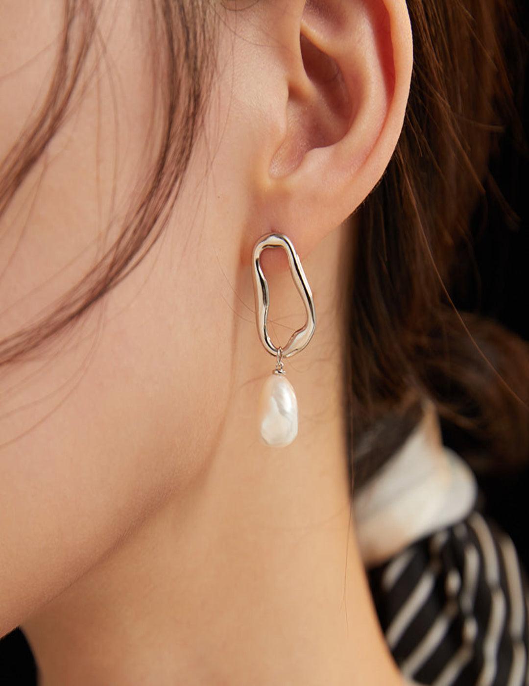 Shaped Baroque Pearl Drop Earrings - Gembea Jewelry