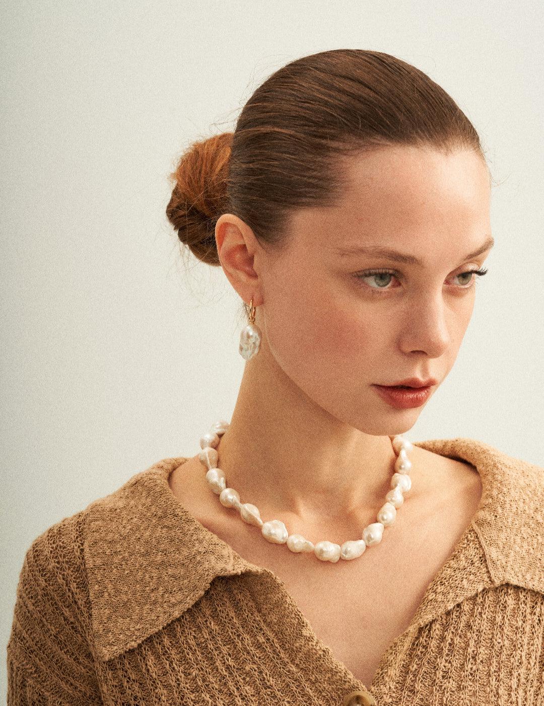 Shaped Big Baroque Beaded Choker Necklace - Gembea Jewelry