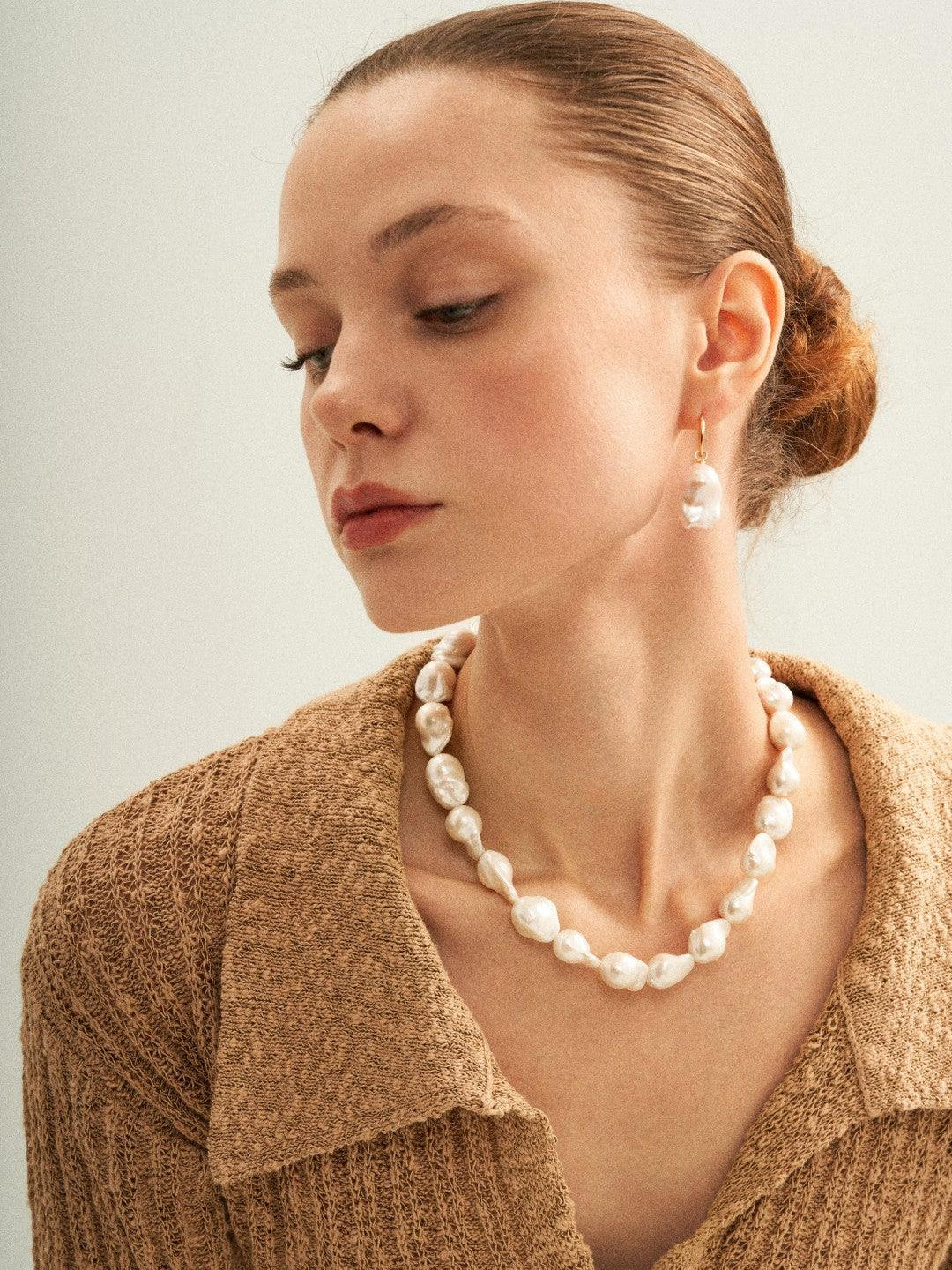 Shaped Big Baroque Beaded Choker Necklace - Gembea Jewelry