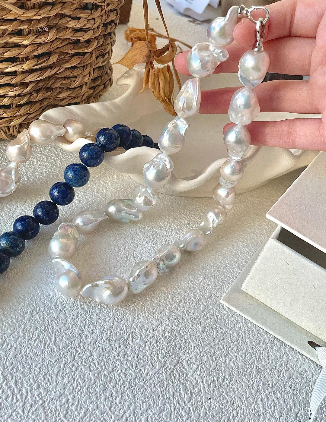 Shaped Big Baroque Beaded Choker Necklace - Gembea Jewelry