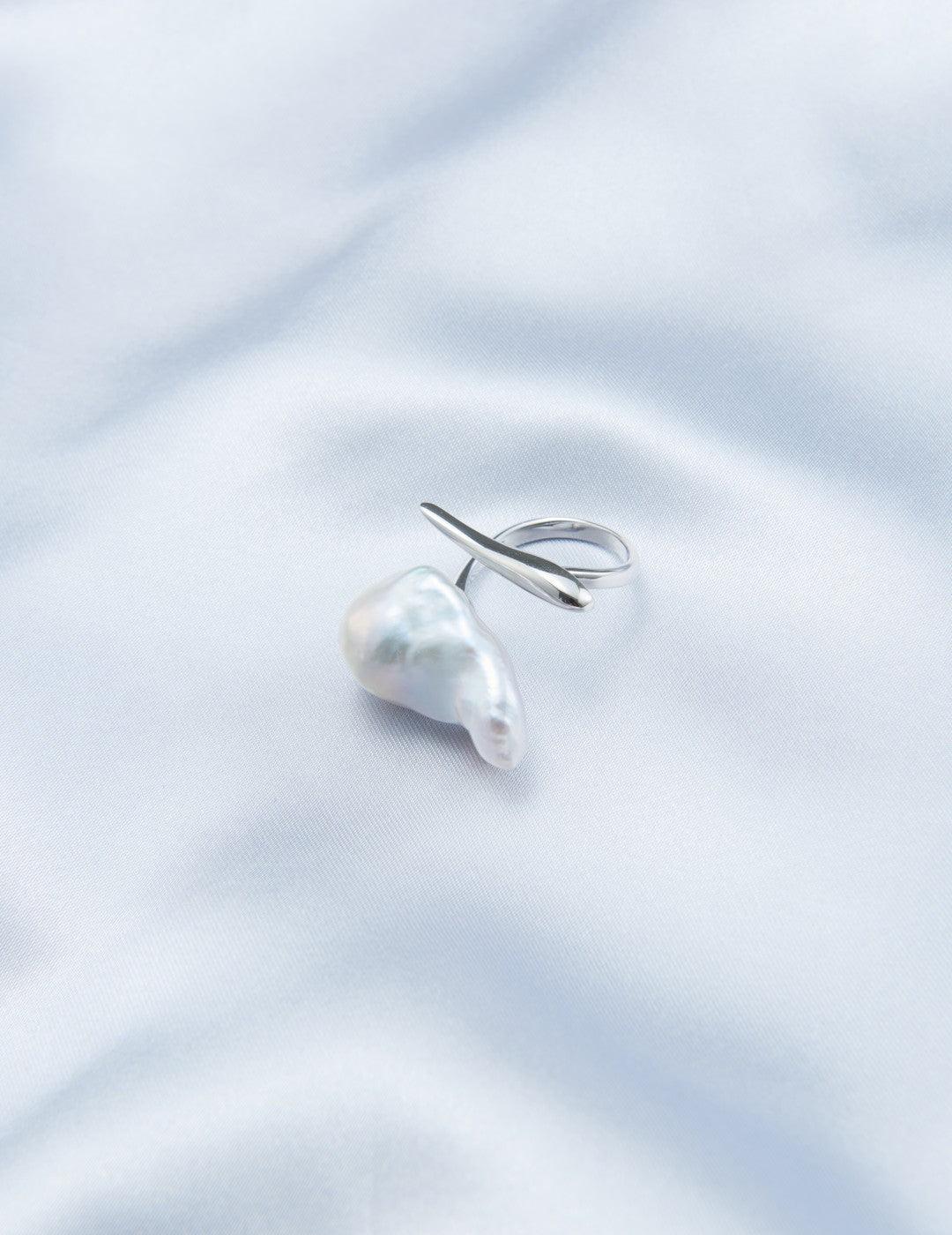 Sharp Knife Shape Large Baroque Open Pearl Ring - Gembea Jewelry