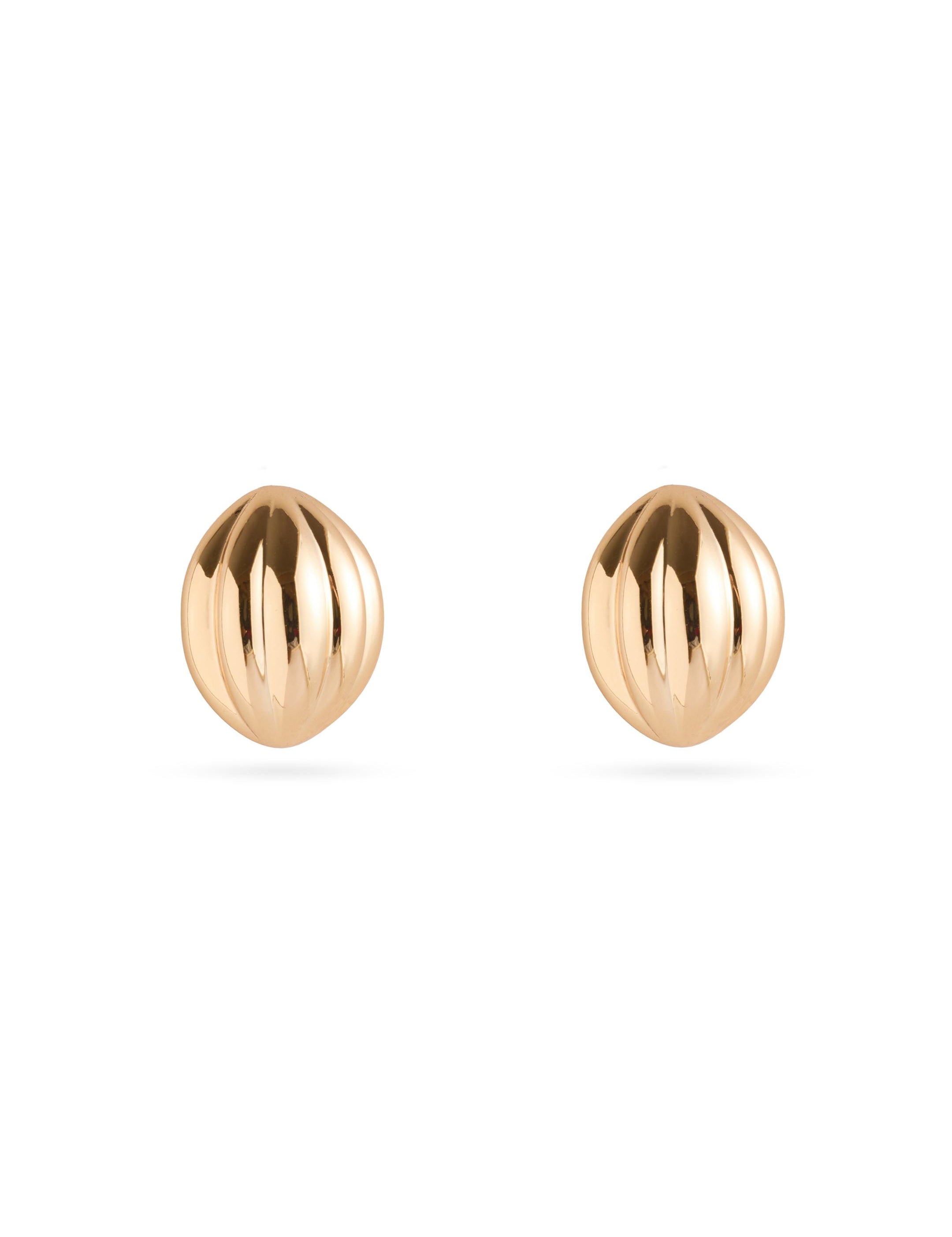 Shell Ellipse Vintage Gold Stud Earrings gembea jewelry