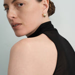 Shell Ellipse Vintage Gold Stud Earrings gembea jewelry