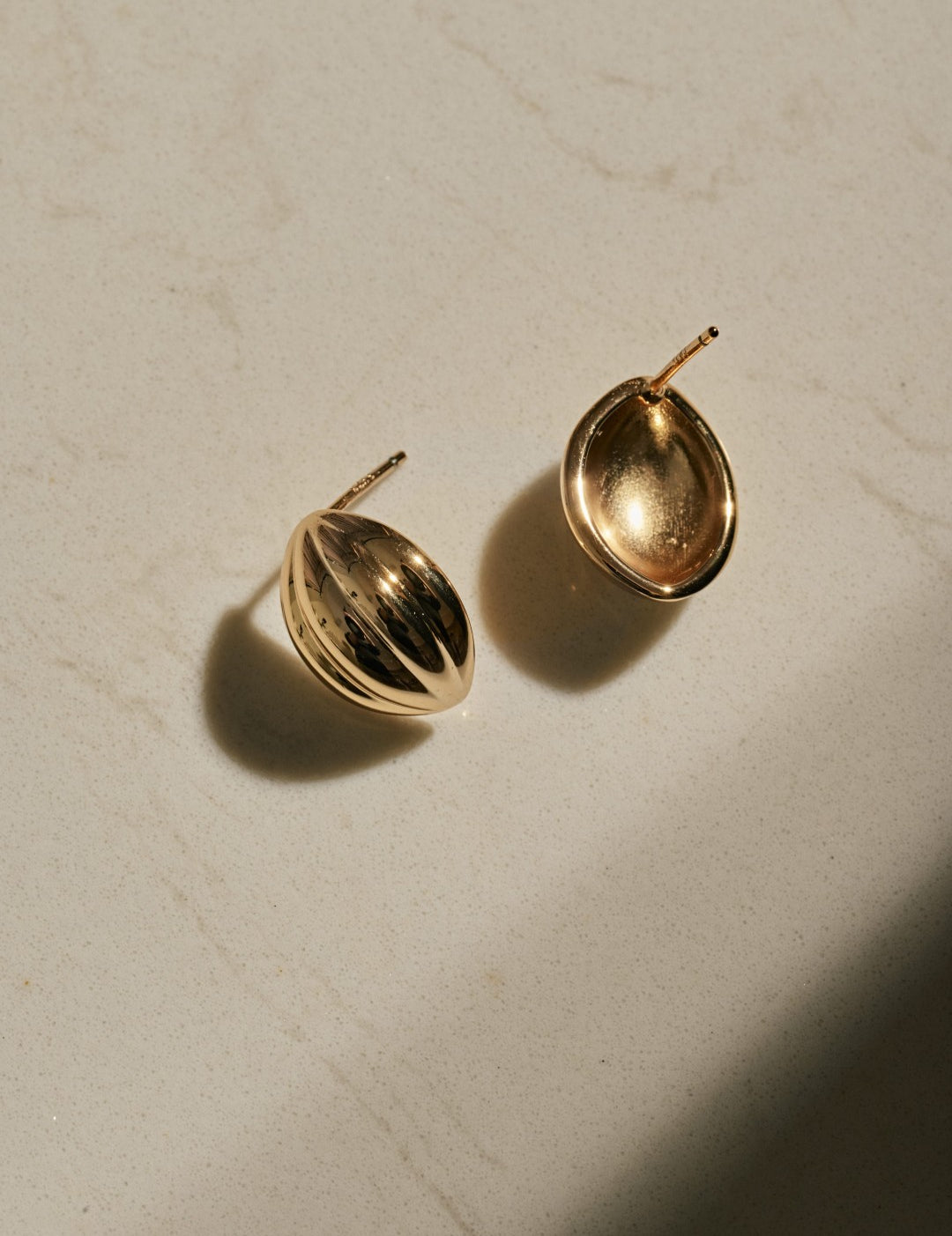 Shell Ellipse Vintage Gold Stud Earrings gembea jewelry