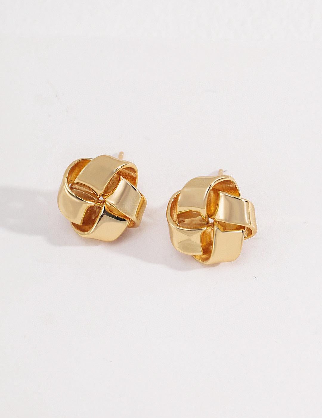 Shiny Knotted Sterling Silver Metal Earrings - Gembea Jewelry