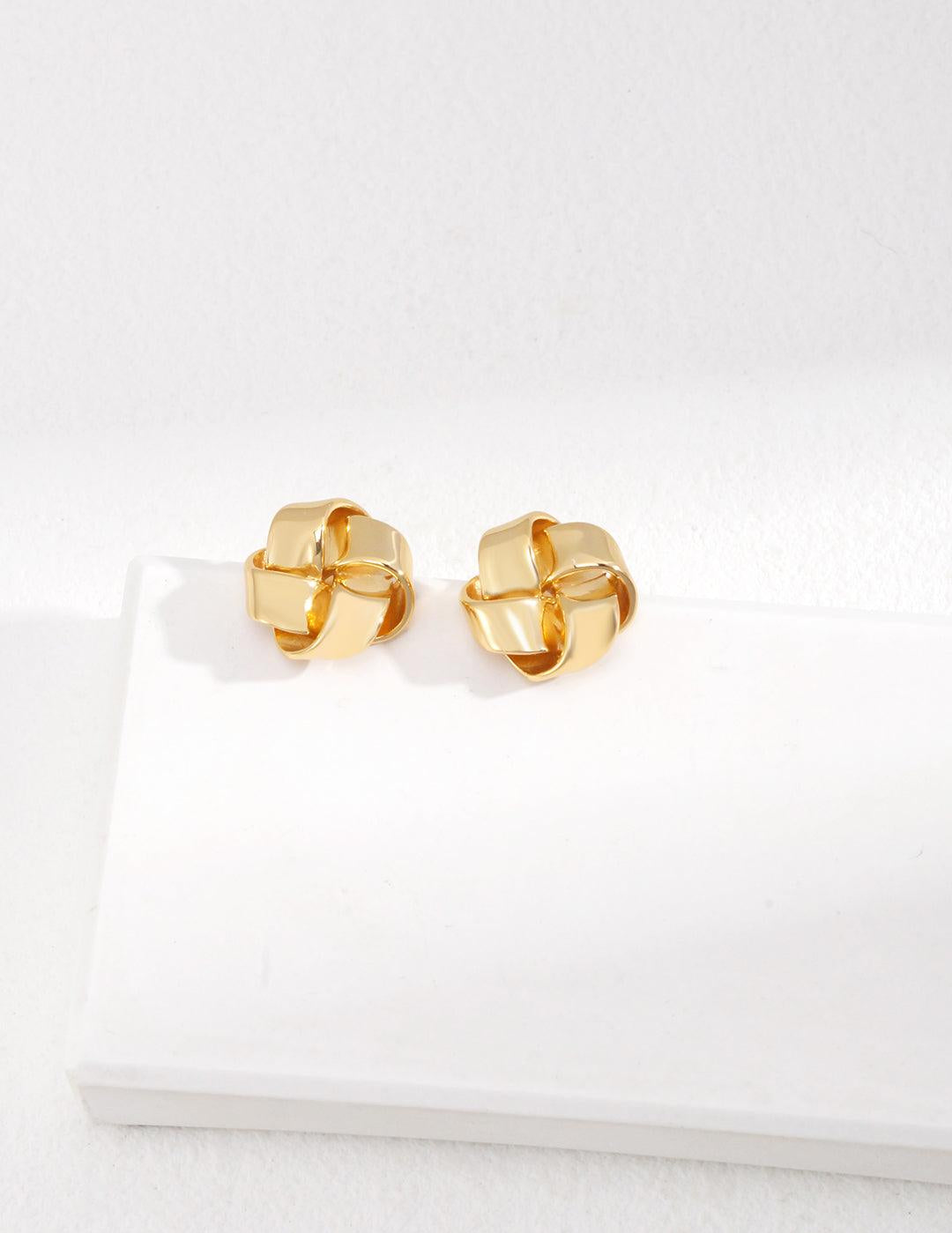 Shiny Knotted Sterling Silver Metal Earrings - Gembea Jewelry