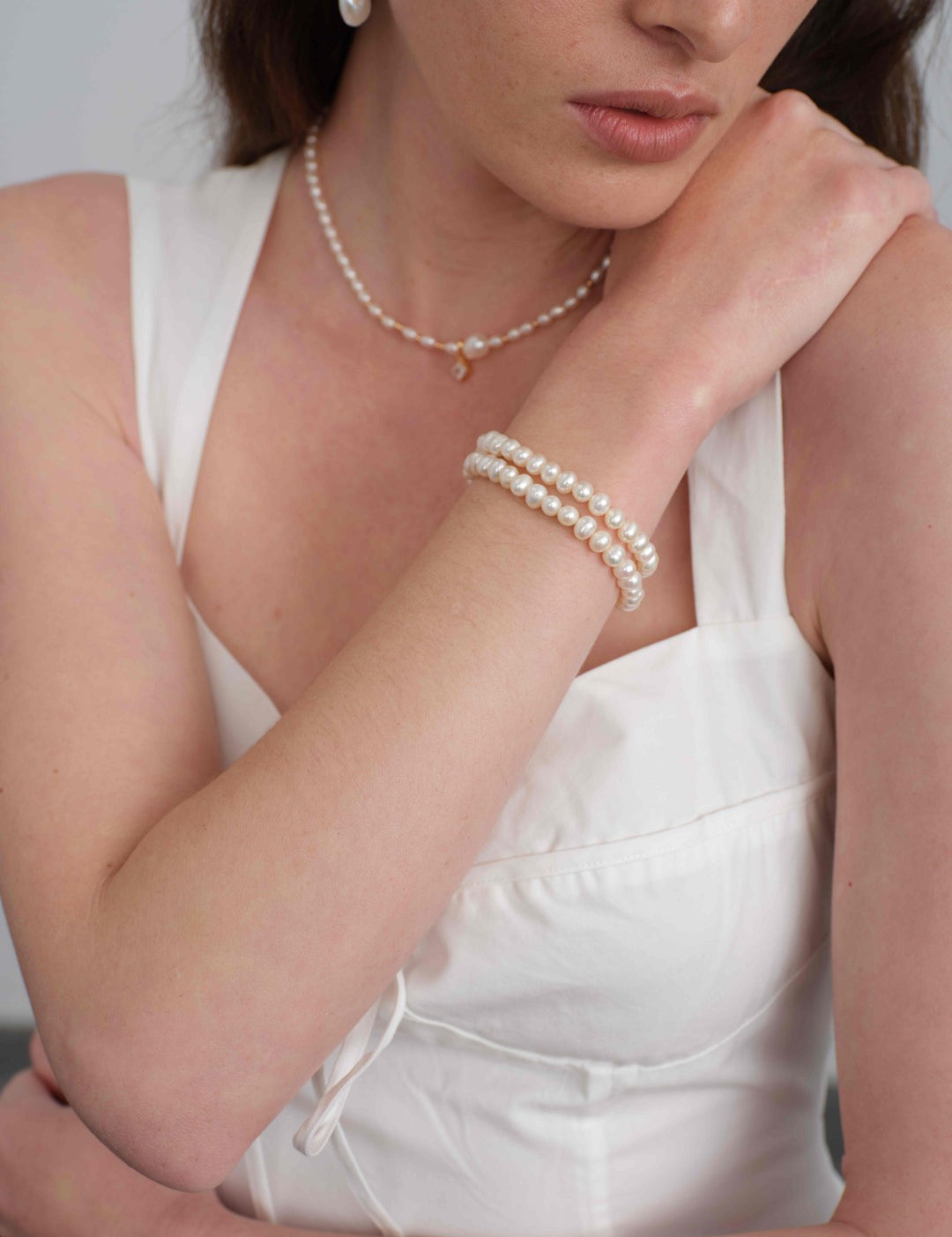 Silent Glow Double Layers Pearl Bracelet gembea jewelry