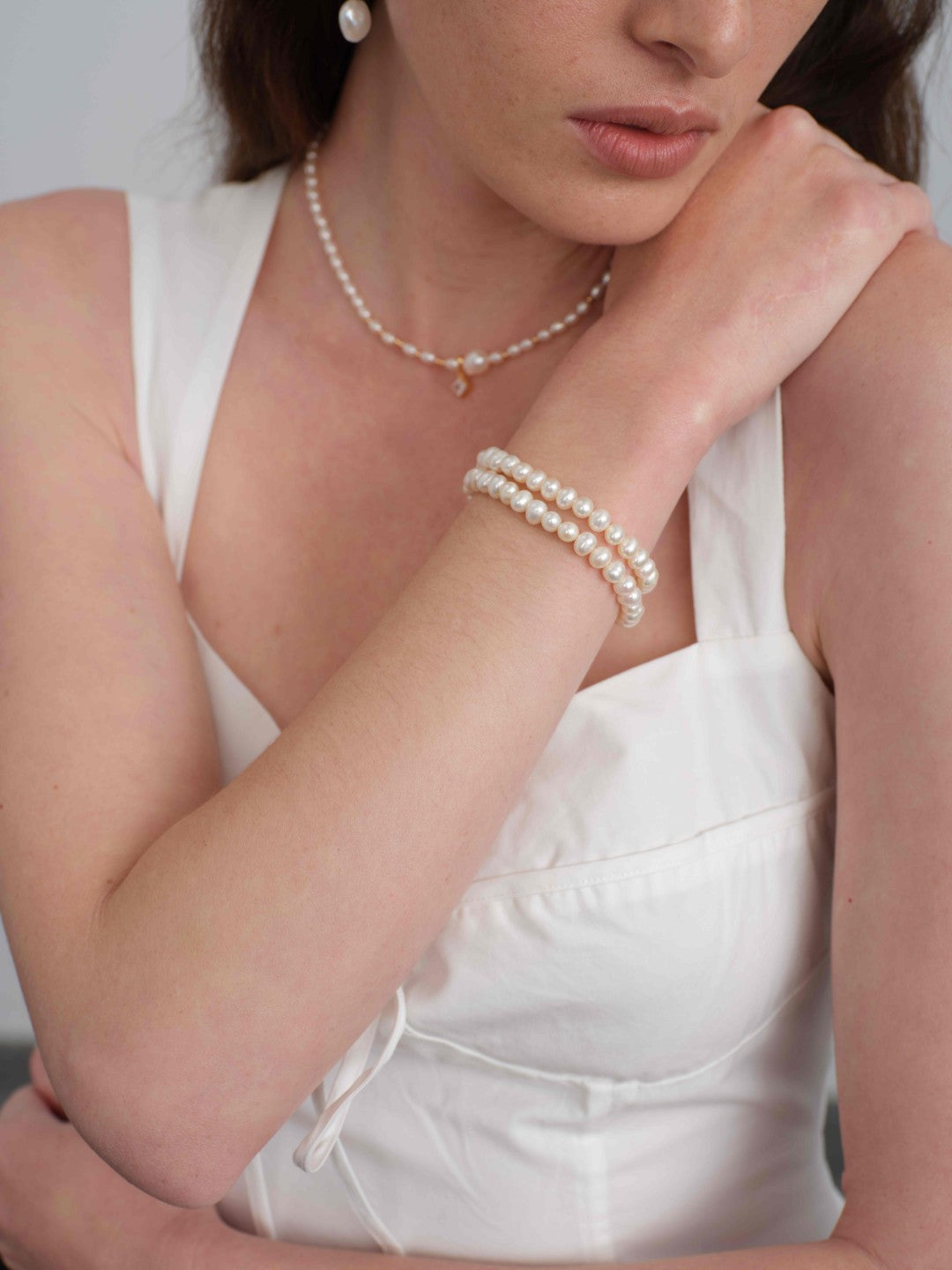 Silent Glow Double Layers Pearl Bracelet gembea jewelry