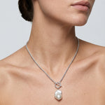 Silver Coast Chunky Chain Baroque Pearl Necklace gembea jewelry
