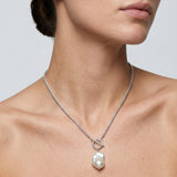 Silver Coast Chunky Chain Baroque Pearl Necklace gembea jewelry