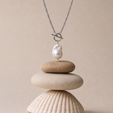 Silver Coast Chunky Chain Baroque Pearl Necklace gembea jewelry