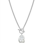 Silver Coast Chunky Chain Baroque Pearl Necklace gembea jewelry