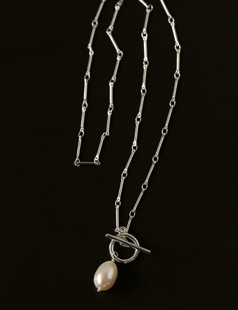 Silver Mist Freshwater Pearl Chain Necklace gembea jewelry