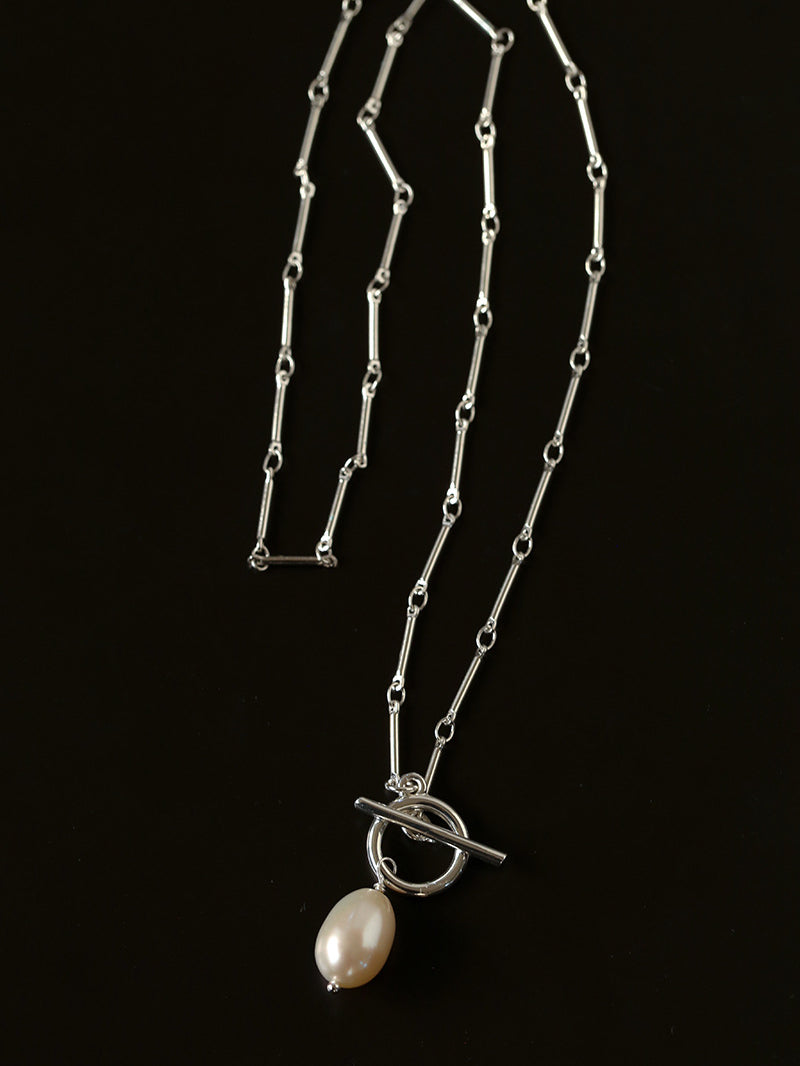 Silver Mist Freshwater Pearl Chain Necklace gembea jewelry